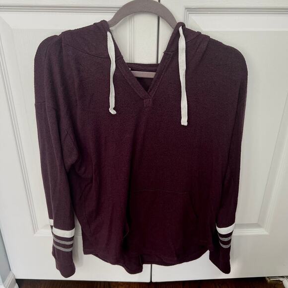 Market & Spruce Kallon Brushed Knit Hoodie Purple Pullover - Small - Picture 4 of 9